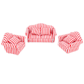 Miniatyrbilde 1 av 8: 3 stk Dukkehussofa Sett Furutrekk Dobbelsofa 2 Enkelsofa Lys Farge Stripe Miniatyr Sofa for 1:12 Dukkehjem Rød