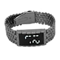 Miniatyrbillede 5 af 8: LED-ur med dobbelt åbent spænde i rustfrit stål metalrem rektangulær urskive Digitalt armbåndsur til udendørsaktiviteter Sort