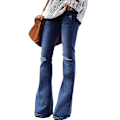 Miniatyrbilde 2 av 3: Mid Waist Bootcut Stretch Denim Jeans for Kvinner - Medium Blå