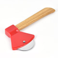 Miniatyrbillede 1 af 7: Økse pizzaskærer med bambushåndtag Pizzahjul rivejerns Roterende blad pizzakniv