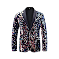 Miniatyrbillede 1 af 5: Farverig Sequin Mænds Festblazer - Skinnende Orange