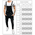 Miniatyrbillede 3 af 3: Sorte Denim Ripped Overalls Jumpsuits med Lommer til Mænd