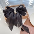 Miniatyrbillede 3 af 3: Sløjfe Hårklemme Kvinder Piger Mode Elegant Bowknot Hårtilbehør i Lyse Farver Sort