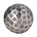 Miniatyrbillede 5 af 8: Polyedriske metalterningsæt Udsøgt tunge 100-sidede rollespilstærninger til brætspil 2 tommer i diameter sølv