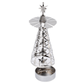 Miniatyrbild 3 av 8: Spinnande ljushållare Roterande ljusstake Set för romantiskt bröllop julfest Silver Snowflake