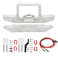 Pikkukuva 1 / 8: Metallinen etu- ja takapuskuri LED-valopäivitystarvikkeilla Sopii SCX10 1/10 RC automalliin Hopea