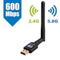 Pikkukuva 1 / 8: Kaksoisbändinen langaton verkkokortti 360° kääntyvä Mini USB WiFi-tikku