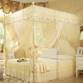 Pikkukuva 4 / 8: Luksus Prinsessa 3 Sivuaukkoa Tolppavuode Verho Baldakiini Mosquito Net Sängi Verhot (Keltainen S)