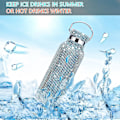 Miniatyrbillede 1 af 5: Diamanter Bling Grøn Crossbody Rhinestone Termosflaske 750ML Rustfrit Stål