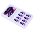 Miniatyrbilde 8 av 8: Gradient, spisse falske negler tips, fargede fulldekkende kunstige negler med neglefilF745-20