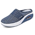 Miniatyrbild 3 av 3: Blå Ortopediska Diabetiska Luftkudde Slip-on Walking Shoes Flat Platform Wedge Slider