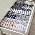 Miniatyrbillede 1 af 5: Tøjopbevaringsboks Sæt - 2 Pak Foldbare Undertrøjer og Skuffeorganisatorer, 11 Rister, Sort