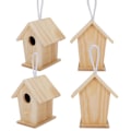 Miniatyrbillede 2 af 8: 4 stk Mini Udendørs Hængende Træ Fuglehus Rede Bur Dekoration til Have Balkon