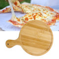 Miniatyrbilde 6 av 8: Bambus pizzabrett med klar tekstur Behagelig håndfølelse rund trepizza serveringsfat 10 tommer for 9 tommer pizza