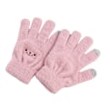 Miniatyrbilde 7 av 8: Vinter Touch Screen Hanske Smile Face Design Elastisk termisk varm strikket hanske for kvinner Jenter Rosa