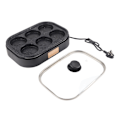 Miniatyrbillede 6 af 8: 6-huls æggstegepande Nonstick-morgenmadspande Multifunktionel morgenmadsmaskine Hamburgermaskine med låg