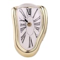 Miniatyrbild 1 av 8: Melting Clock Plastic Retro Decorative Electroplated Metal Paint Desk Table Clock for Office Golden
