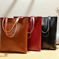 Miniatyrbild 6 av 6: Snygg Brun Ko-Läder Tote Bag Stilren Axelremsväska Handväska 32x6x36cm Perfekt för Vår Sommar brown About 32*6*36cm