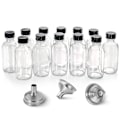 Miniatyrbilde 1 av 5: Små klare glassflasker med lokk (60 ml) - Sett med 12 med 3 rustfrie trakter