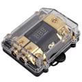Miniatyrbilde 2 av 8: 1 inn, 2 ut, strømfordelingsboks, kobber, universal for bilstereo, 0/2 gauge kabel, 100A