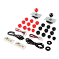 Miniatyrbillede 2 af 8: 2-Spillers Arcade Spil DIY Kit med USB Computer Joystick Kredsløbskort Gamepad 30 Kassette Knapper Rød Sort