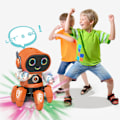 Miniatyrbillede 2 af 5: Robotlegetøj Seks kløer Plast Intelligent Dans Sanglys Elektrisk robotlegetøj til drenge Orange