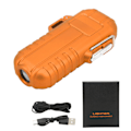 Miniatyrbillede 1 af 8: Udendørs Dobbeltbuet Elektrisk Lighter Bærbar Vandafvisende Lommelygte Lighter Opladningspuls Vindtæt Lighter Orange