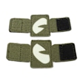 Miniatyrbillede 6 af 8: 2 stk. Cat Eyes Patch Reflekterende Krog-og-Øje Design Canvas Lysende Cat Eyes Patch til Hatte Uniform Rygsæk Udendørsaktiviteter Nattevandringer Militærgrøn