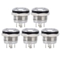 Miniatyrbilde 5 av 8: 5 stk trykknappsvippbrytere Rustfritt stål flat toppknapp med LED selvtilbakestilling strømtilbehør 12mmDC3‑6V Rød