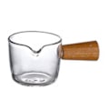 Miniatyrbillede 4 af 8: 50 ml mini glasmålekande med tud, enkel kaffemålekande, kaffeshotglas med træhåndtag til mælk og fløde