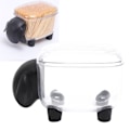 Miniatyrbillede 5 af 8: Bomuldspindholder Får Design Transparent Tandpirkere Opbevaringsboks Beholder Hjemindretning Sort