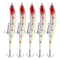 Miniatyrbilde 1 av 8: 5 stk Kunstig Simulering Minnow Langkast Agnsnelle med Treble Hook Fisketilbehør 3#