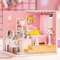 Miniatyrbilde 4 av 8: DIY Trehusmonteringsdukkehus Miniatyrhusleketøy Julegave til barn M-012