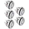 Miniatyrbilde 2 av 8: 5 stk trykknappsvippbrytere Rustfritt stål flat toppknapp med LED selvtilbakestilling strømtilbehør 12mmDC3‑6V Hvit