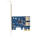 Miniatyrbillede 1 af 8: PCI E 1 til 2 Riser Card Bra fleksibilitet Høj stabilitet Pcie Splitter 1 til 2 PCIE Riser Card til Bitcoin Ethereum Mining Blå Plade