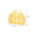 Miniatyrbillede 2 af 5: Hul Forvaringskurv Plast Genanvendelig Bærbar Foldbar Taske til Strand Hjem Indkøb Legetøj Tøj Gul 250x110x220mm/9.84x4.33x8.66in