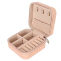Miniatyrbillede 1 af 8: Smykkeskrin Pink Holdbart PU Læder Elegant Glat Lynlås Stor Kapacitet Smykkeetui til Ringe Øreringe Halskæde