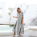 Pikkukuva 5 / 5: Etninen käärmeennahka-raidallinen kaftan-rantamekko