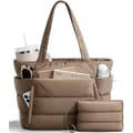 Stor pufferbag for kvinner, 15,6\" laptoprom, 20L beige Beige