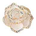 Miniatyrbild 4 av 8: Vit blomma Brosch Pin Kvinnor Retro Elegant Utsökt Legering Strass kronblad Brosch för bröllopsbankett