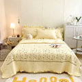 Miniatyrbild 4 av 7: Bomullstäcke Ren färg Hemmode Elegant Tencel broderimönster Bomull Sommarkyltäcke Gul 200x230