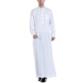 Miniatyrbillede 1 af 5: Islamisk Mænds Hvid XL Plain Lang Robe Thobe Kaftan Kjole