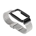 Miniatyrbillede 4 af 8: Mesh-rem i rustfrit stål med sort stødfangeretui som erstatning tilbehør Passer til Mi Band 7 Pro Sølv