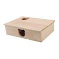 Miniatyrbillede 8 af 8: Hamsterbur Holdbar træ med bevægeligt tag 6 soveværelser Dyregemmested Hus til kæledyr Sove og flytte
