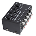 Miniatyrbilde 8 av 8: CX400 Mini Passiv Stereomixer Mini Bærbar Stereo 4-kanals Mixer for CD-spiller Båndopptaker Datamaskin Mobiltelefonnettbrett Datamaskin Svart