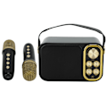 Miniatyrbillede 7 af 8: Karaokemaskine med 2 mikrofoner Karaoke alt-i-én maskine Bærbar Bluetooth-sangmaskine til hjemmefest Sort