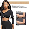 Miniatyrbild 3 av 5: Arm Shaper Kompressionsbehå Posture Corrector Tank Top - Dam 3/4 Ärm Front Closure, Svart