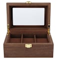 Miniatyrbild 3 av 8: Trä 3 Grid Watch Display Box Transparent fönster Watch förvaringsbox (svart valnöt färg)