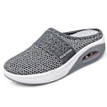 Miniatyrbillede 3 af 3: Ortopædiske Diabetes Luftpude Slip-on Vandresko Mesh Platform Kile Slider Mørkegrå