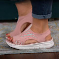 Miniatyrbillede 1 af 4: Rosa Platform Mesh Fish Mouth Sandaler til Kvinder til Sommerstrand - Størrelse 36